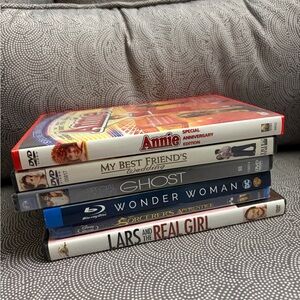 Stack of Classic Movie DVDs & Blu-ray - Annie, Ghost, Wonder Woman